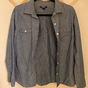 OLD NAVY chambray polka dot button down shirt